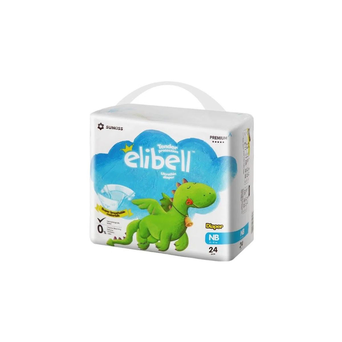 Elibell Baby Diaper - NB (2-5kg) - 24 Pcs | Free Delivery In Thimphu