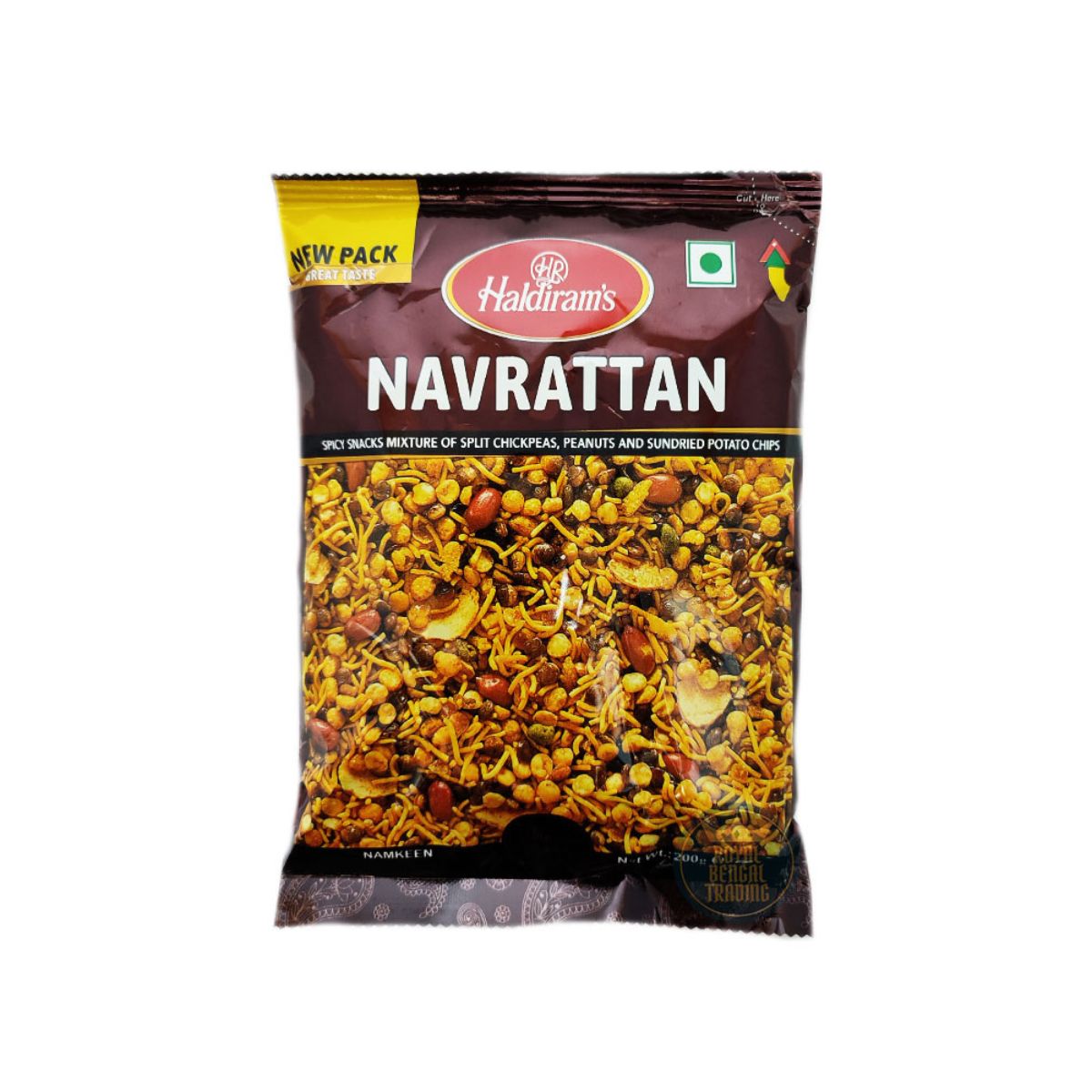 Haldiram's Navrattan - Spicy Snacks Mixture Of Split chickpeas, Peanuts And Sundried Potato Chips - 200g