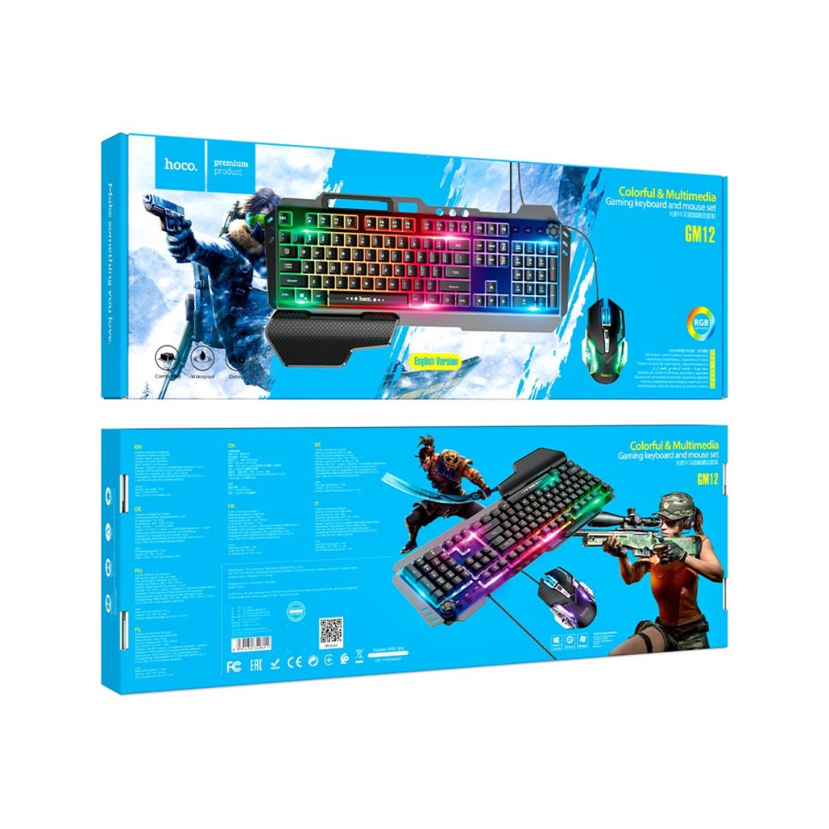 Hoco GM12 Light and Shadow RGB Gaming Keyboard And Mouse Set(general english version) - Black
