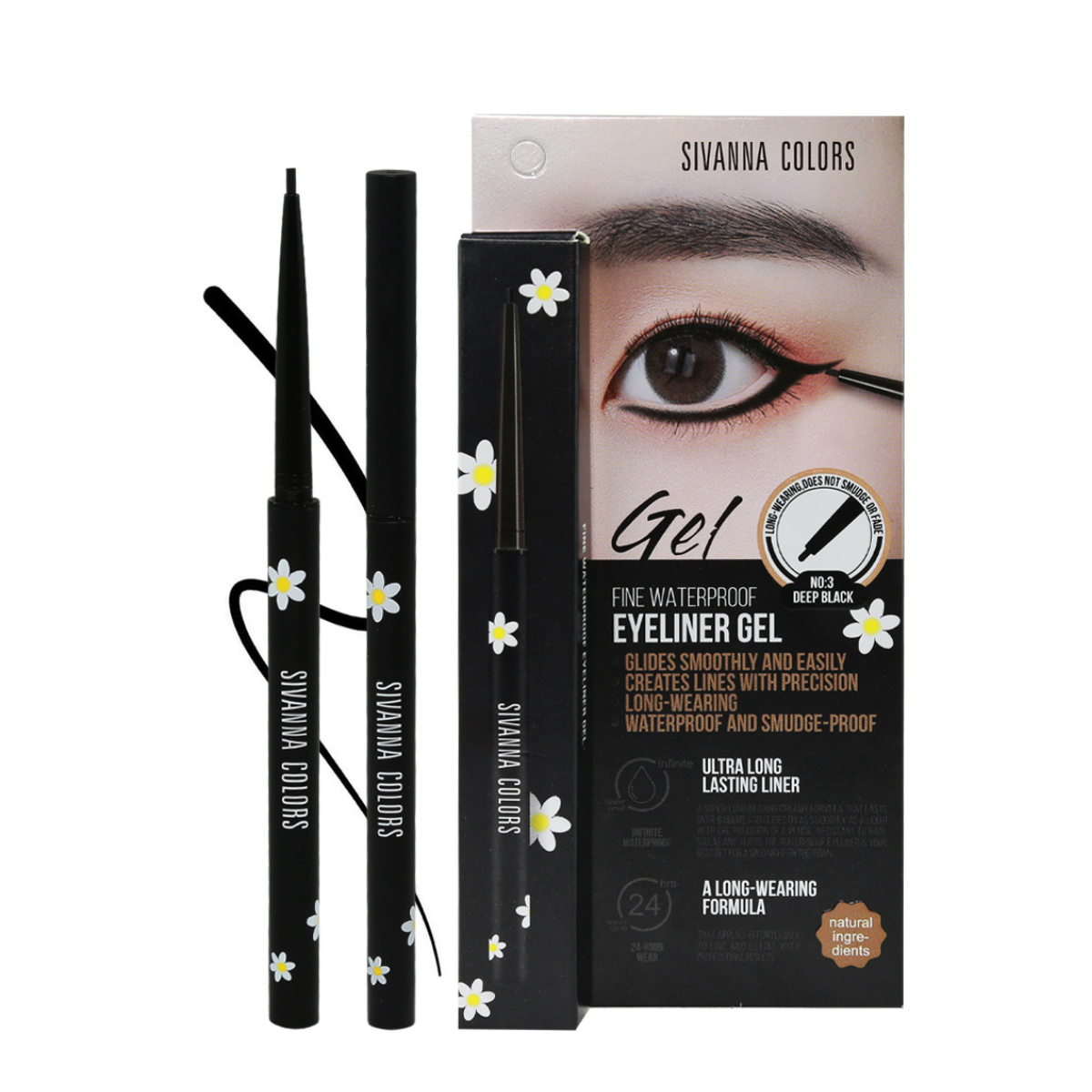 Sivanna Colors Fine Waterproof Eyeliner Gel - Ultra Long Lasting Liner - Deep Black