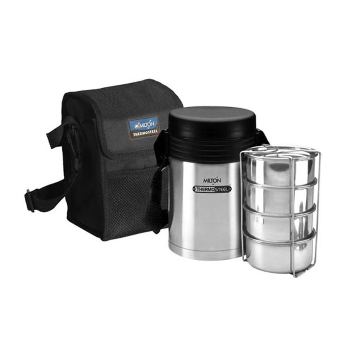 Milton Thermosteel Vacuum Insulated Tiffin - Tuscany 4 - Black