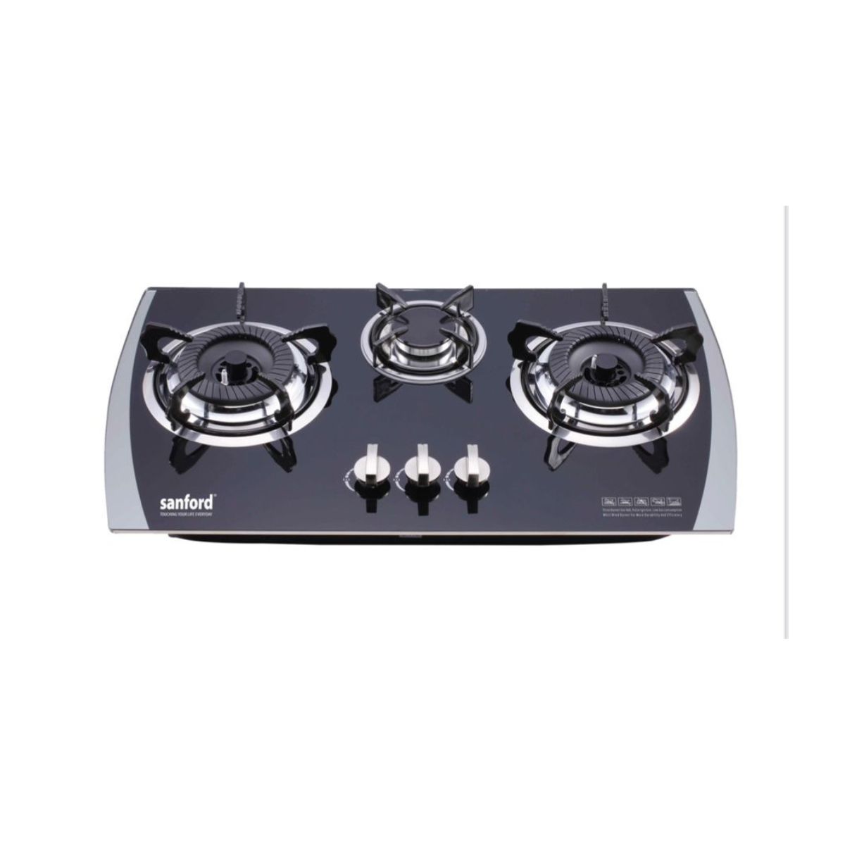 Sanford Gas Hob Extra Tempered Glass 3 Burner - SF5404GC - Black