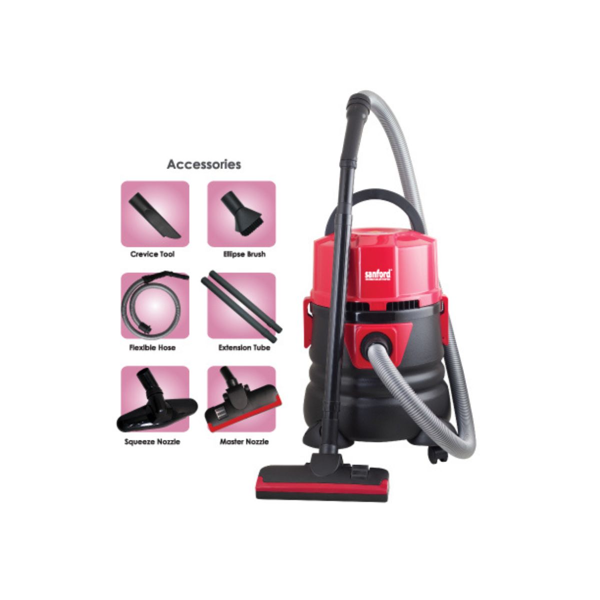 Sanford Vacuum Cleaner Wet And Dry - SF894VC - 23L - Red