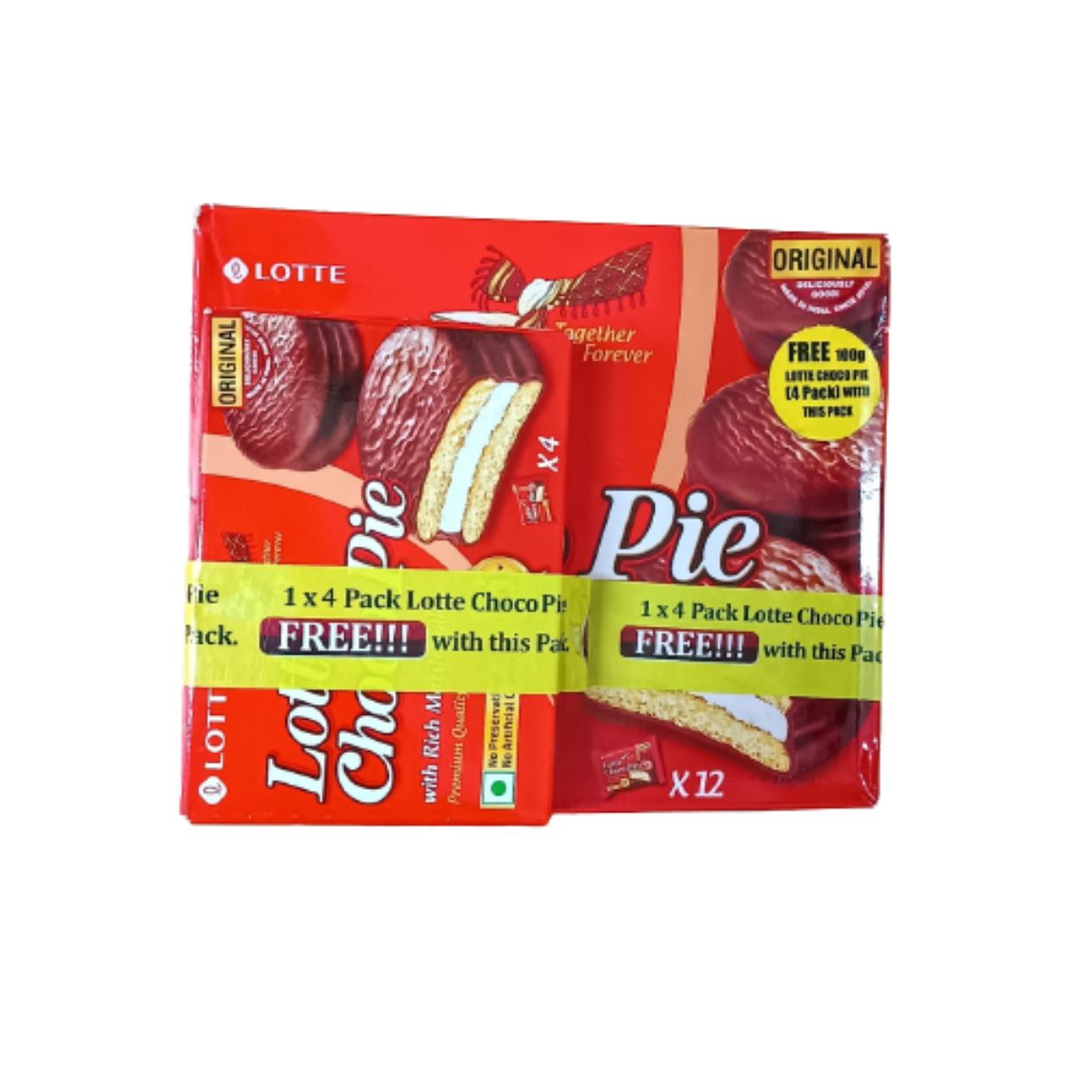 Lotte Choco Pie With Rich Marshmallow - 4 Pack Lotte Choco Pie Free - 100g + 300g