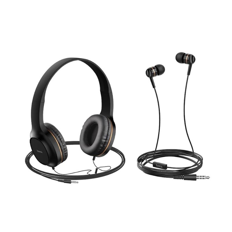 Hoco W24 Two Pack Headphones + Earphones - Gold
