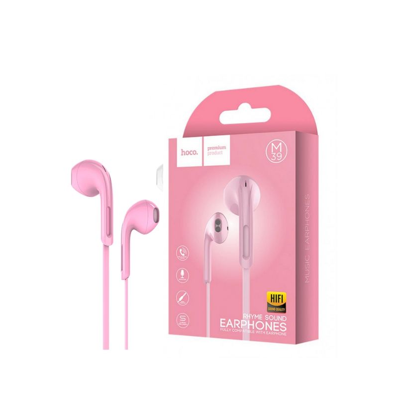 Hoco M39 Ryhme Sound Earphones - HiFi Sound Quality - Pink