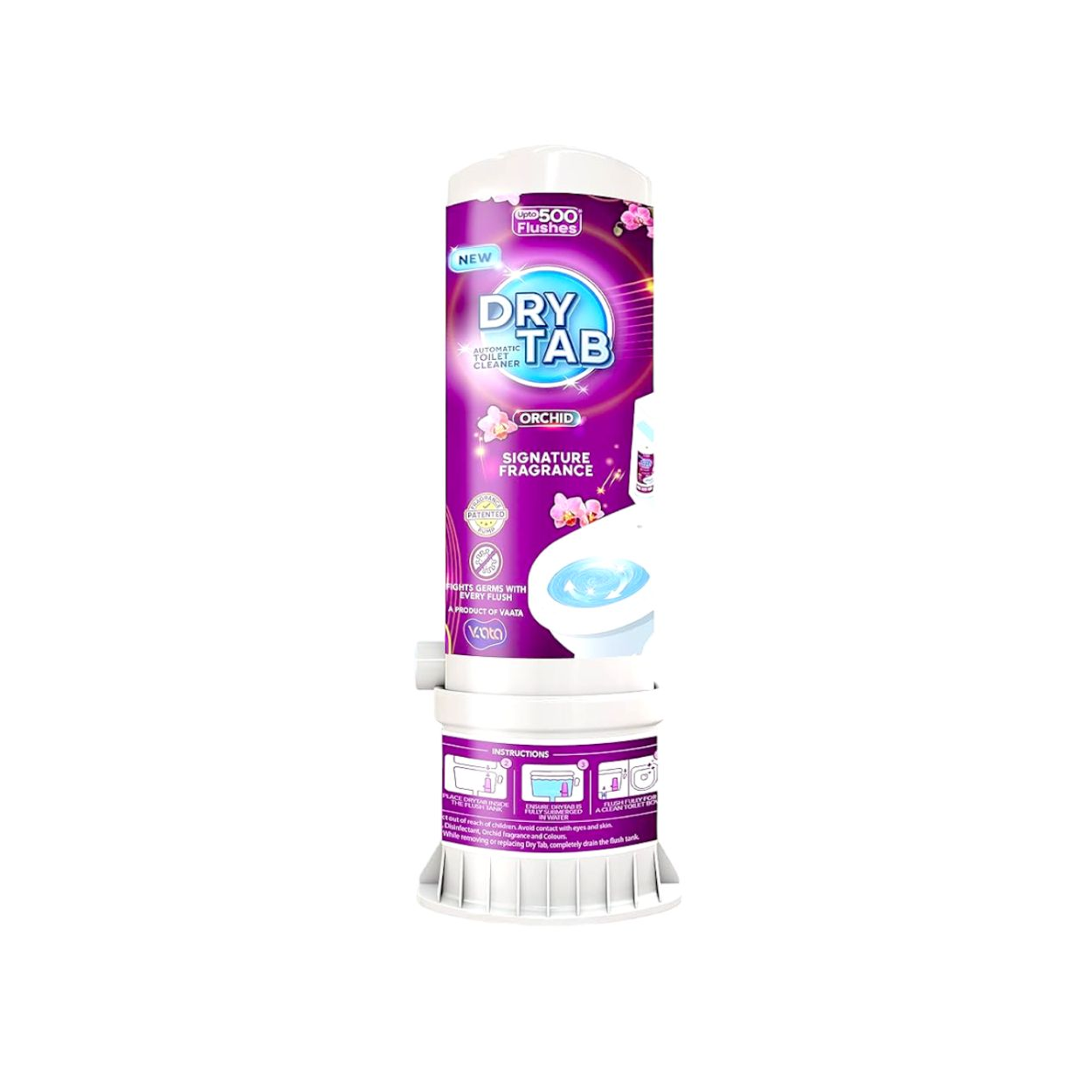 Vaata Dry Tab Automatic Toilet Cleaner - Signature Fragnance - Orchid - Upto 500 Flushes - 170g