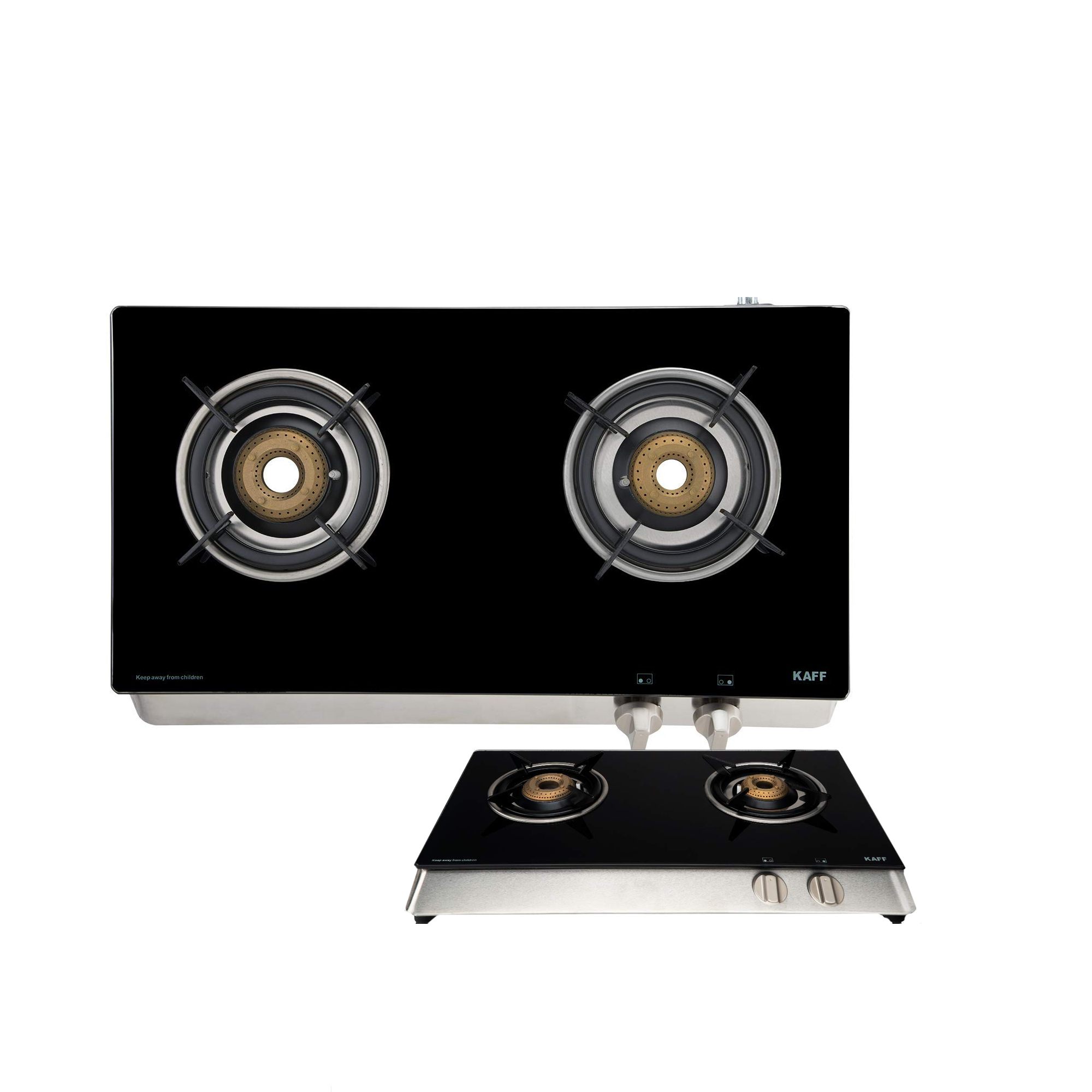 Kaff KC 60 2BSB - SS Glass Manual Gas Stove (2 Burners)