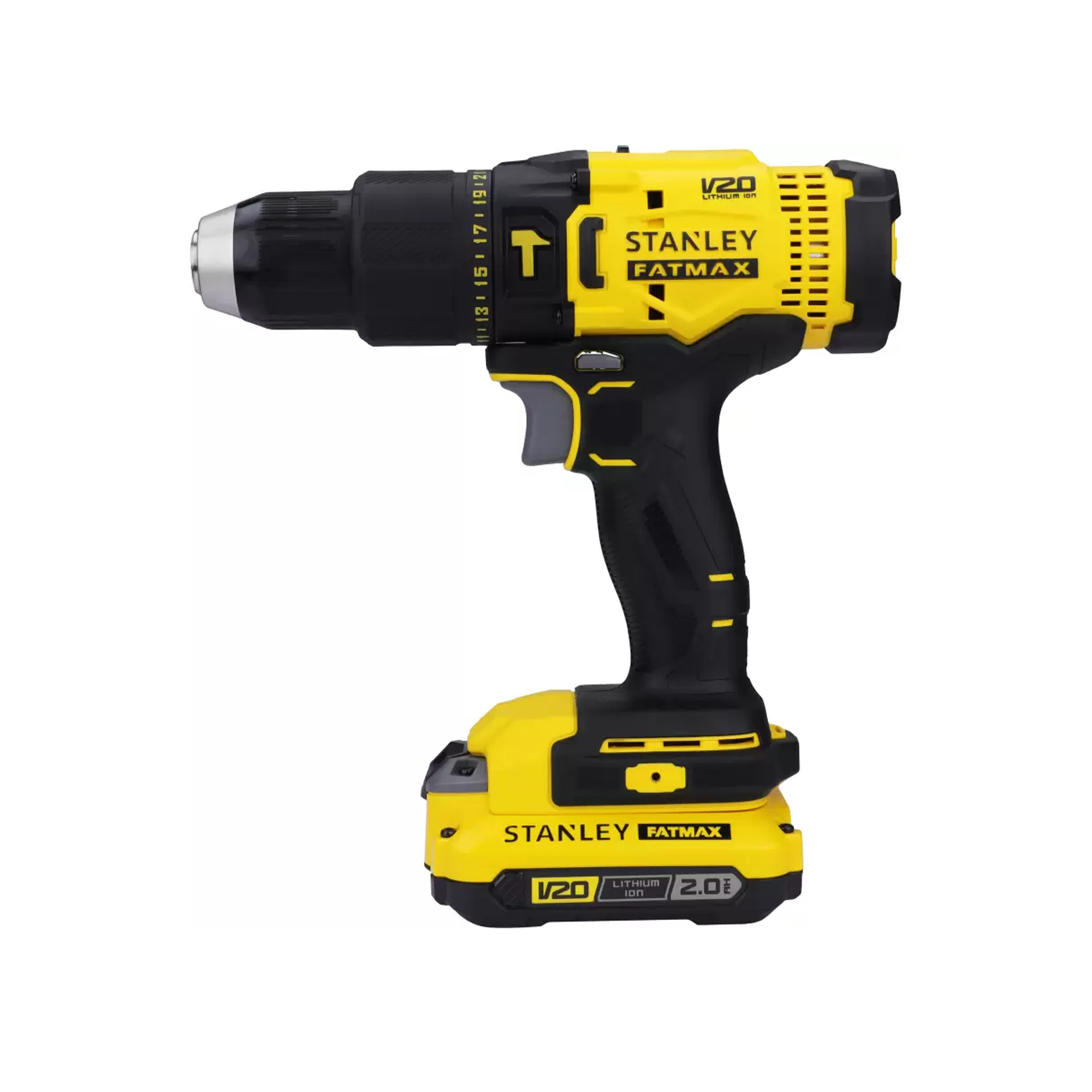 Stanley FATMAX SCD711D2K-B1 - Reversible Cordless Brushed Hammer Drill Machine - 20V 2.0Ah 13 mm