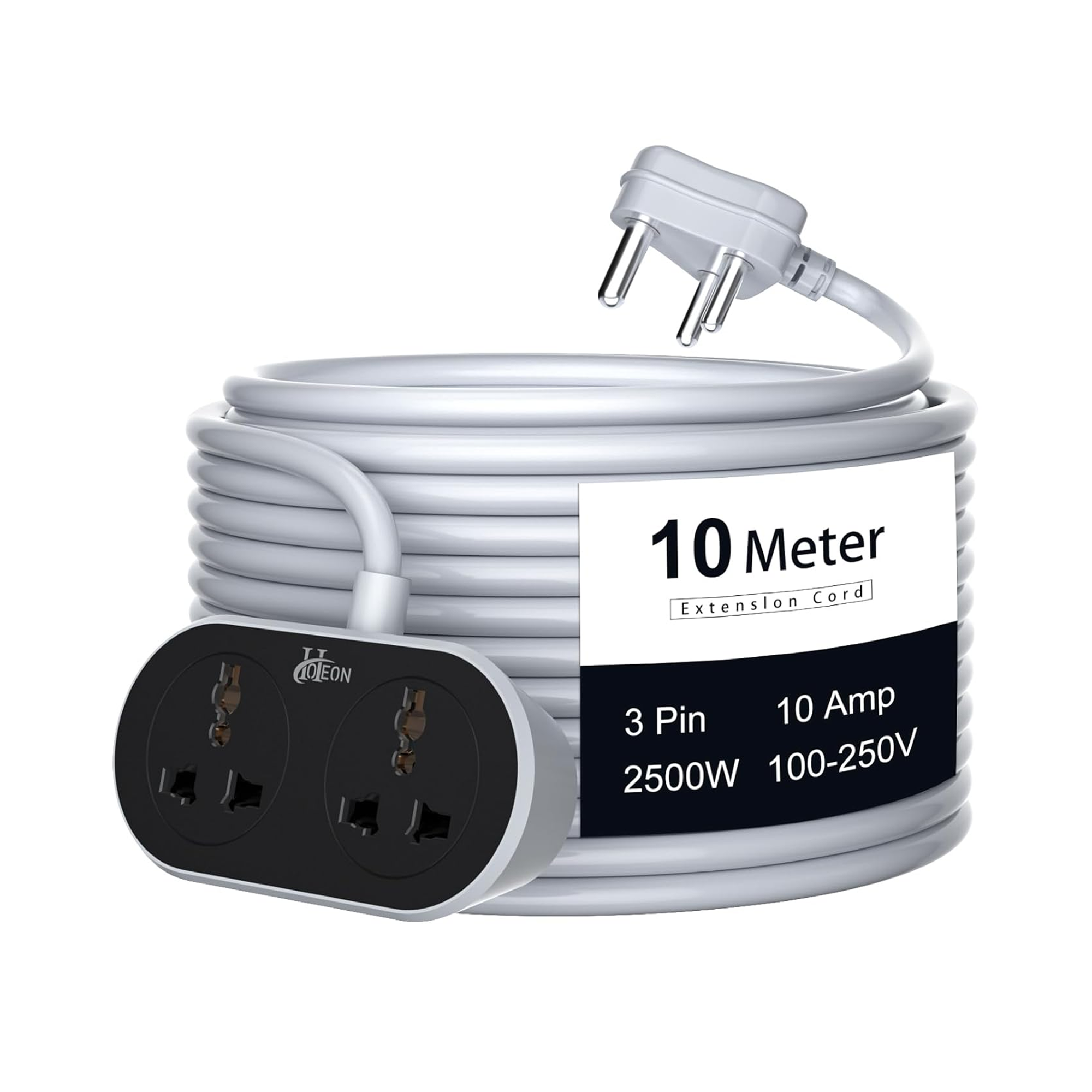 Hoteon 3 Pins Power Cord Extension For Heavy Duty With Ultra-Long Wire Extension - 10M 2500W 10A