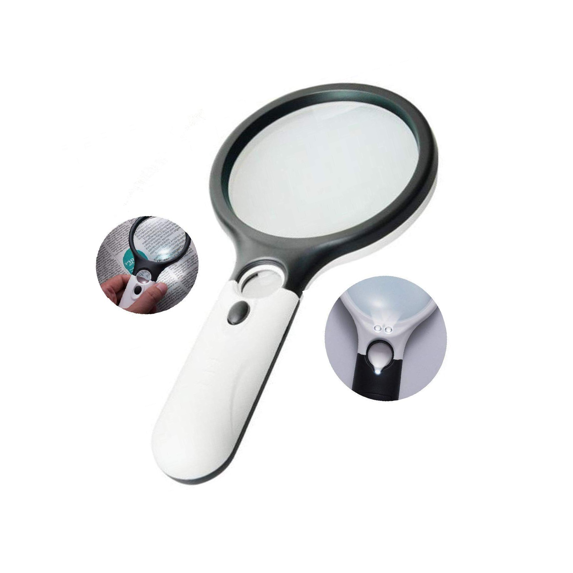 ZIVIK Magnifying Glass With 3 Led Light 3X & 45X Big Size Zoom Lenses For Book, Newspaper Reading & Eyelash Extensions Magnifier Glass - ( 7.56 X 3.31 )