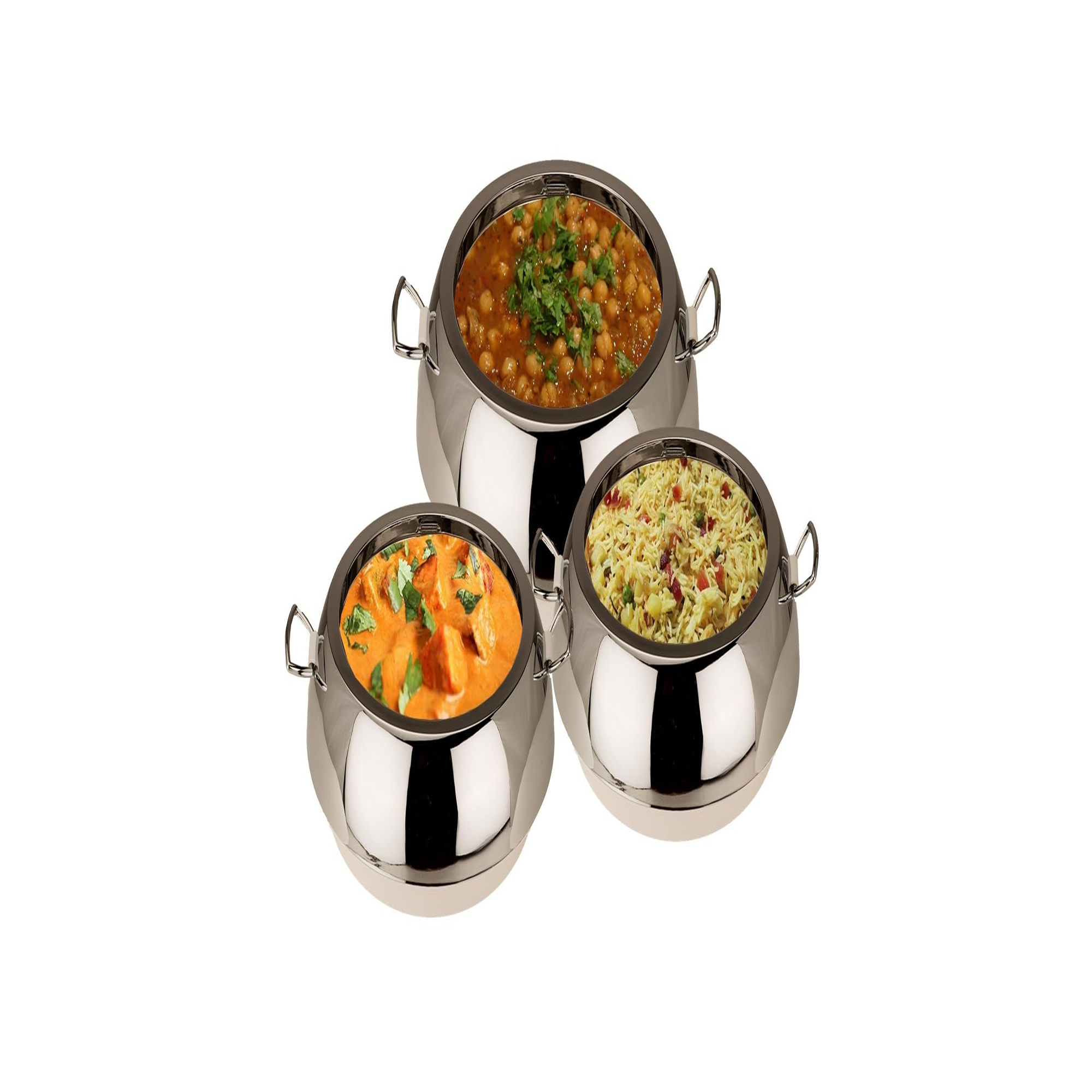 Jaypee Eena Meena Deeka Ultra Serving Set  PU Insulated with Chrome Plated Knob Casserole Set of 3 Inner Stainless Steel Serving Bowl Ultra White