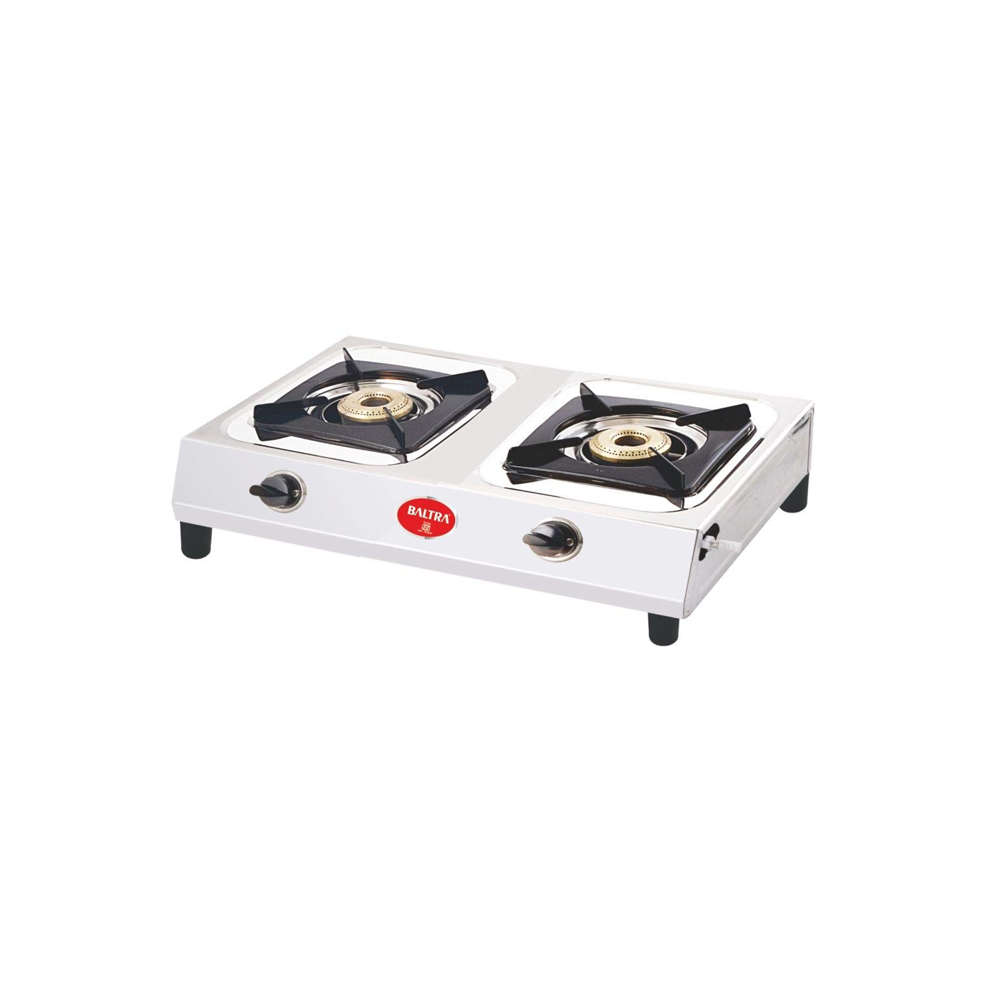 Baltra Flavour Stainless Steel 2 Burner Gas Stove, Manual Ignition, Silver